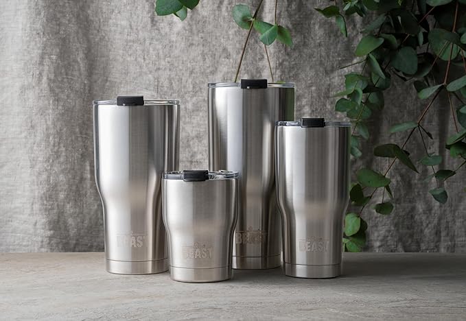 Beast 20 oz Tumbler Stainless Steel Vacuum Insulated Coffee Ice Cup Double Wall Travel Flask (Stainless Steel) - Bloomnest