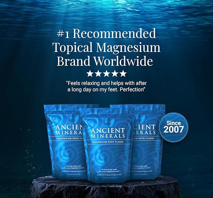 Ancient Minerals Magnesium Bath Flakes - Bathing Alternative to Epsom Salt - Soak in Natural Salts - High-Absorption Efficiency for Relaxation, Wellness & Muscle Relief (4 .4 lb) - Bloomnest