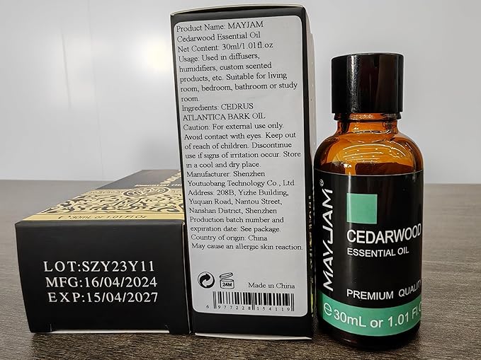 Cedarwood Essential Oil 1.01fl.oz/30ML, MAYJAM Premium Cedarwood Oil for Massage, Diffuser, Candle Making, DIY Soap, Long Lasting Scents - Bloomnest