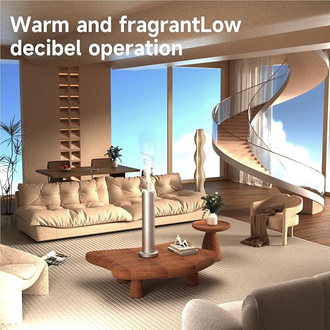 Wireless Essential Oil Diffuser: Smart Anti-Tip Aroma Diffuser with 3 Mist Modes, 1200 sq ft Coverage, Bluetooth Remote Control, Timer, Quiet Metal Body for Hotel Office Bedroom Large Home - Bloomnest