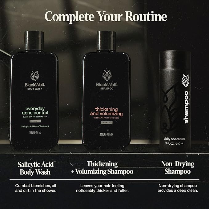 Black Wolf Sonic Scalp Head Massager & 100% Pure Argan Oil Bundle - Hair Care Products for Healthy Looking Hair & Scalp - Men's Shower & Bathroom Essentials Set BlackWolf