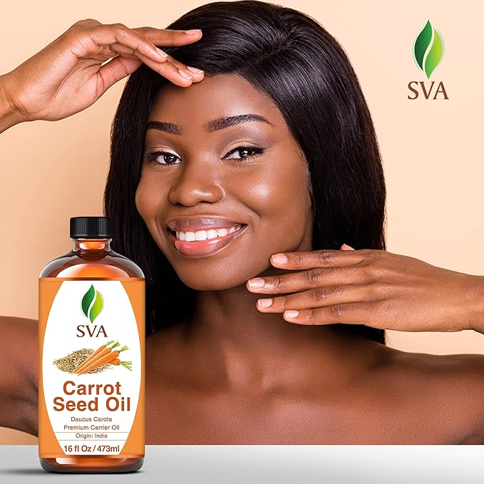 SVA Carrot Seed Oil - 16 Fl Oz β 100% Natural Cold Pressed Carrot Oil - for Face, Skin Care, Hair Care, Scalp Massage & Body Massage β Carrier Oil - Bloomnest