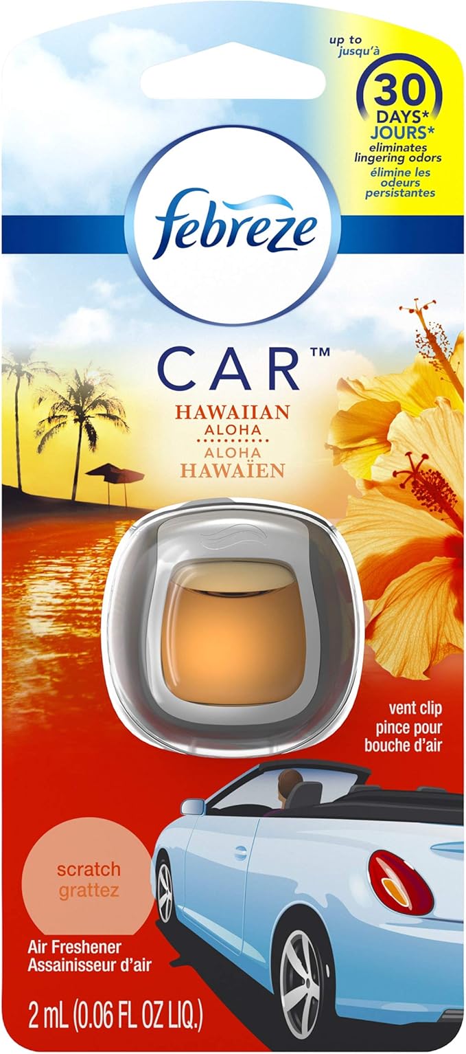 Febreze Odor Clear Car Vent Air Freshener Clip, Hawaiian Aloha 0.06 Fl.Oz - 8 Pack - Bloomnest
