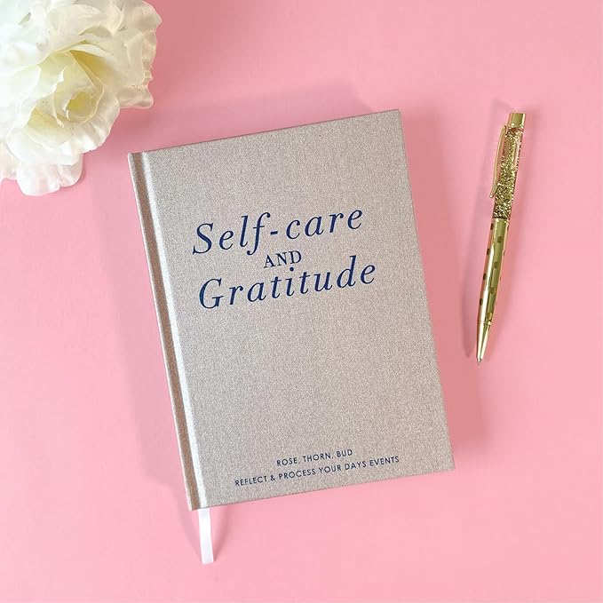 Graphique Self-Care Journal - Gratitude - 256 Pages - Weekly Quote & Daily Fill in Interiors - Hardbound Fabric Cover - Ribbon Marker (6" x 8") - Bloomnest