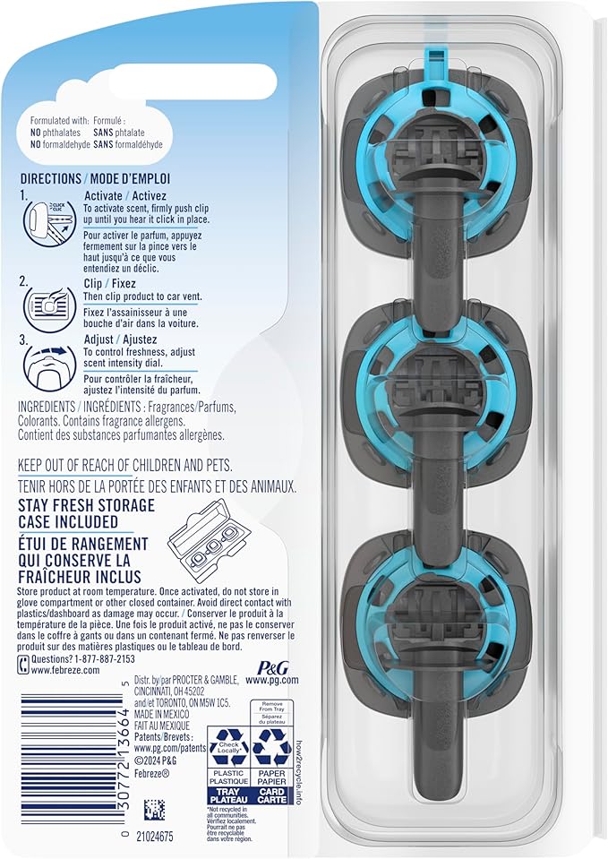 Febreze Car Vent Clip Air Freshener, Hawaiian Aloha, 0.037 Pound - Bloomnest