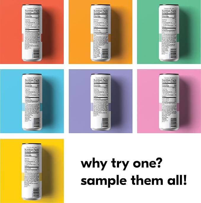 Tru Seltzer Sampler, Variety Pack of Sparkling Water with Real Fruit Juice, Functional Ingredients & Natural Flavors, Gluten Free, Vegan, Low Calorie, Caffeine Free Options, 12 FL OZ Cans, 7 Pack - Bloomnest