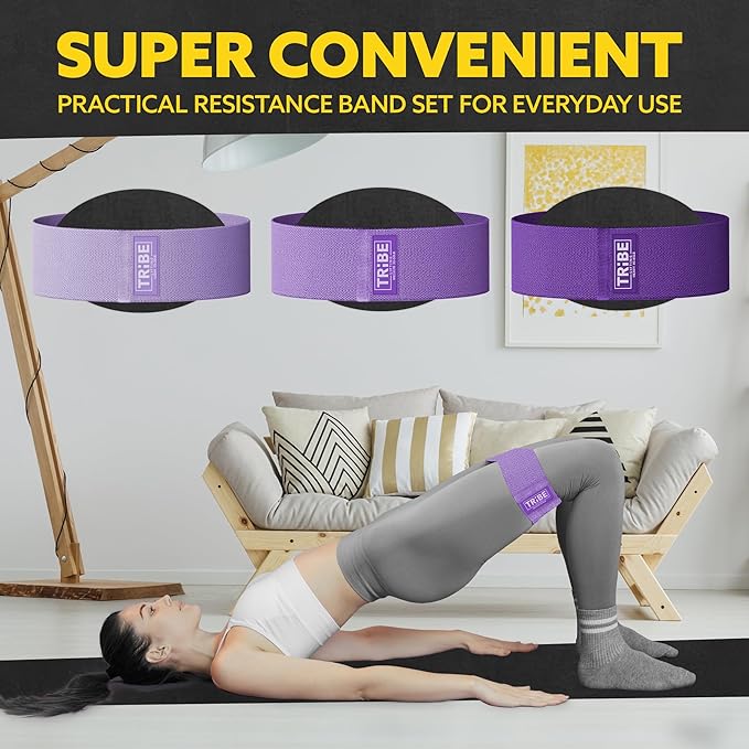 Tribe Lifting Fabric Resistance Bands for Legs - Workout Bands Resistance Bands for Men and Women - Booty Bands for Working Out - Exercise Bands Resistance Bands Set - Elastic Bands for Exercise - Bloomnest