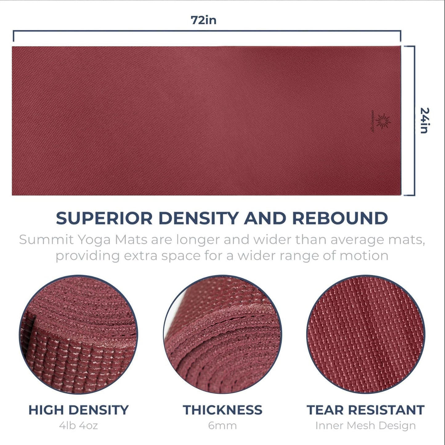 Sunshine Yoga Voyage Yoga Mat, 10 Pack, 72" x 24" Professional Studio and Gym Bulk Yoga Mats, 5mm Thick, Durable, Anti-Tear, Non Slip Fitness and Exercise Mats