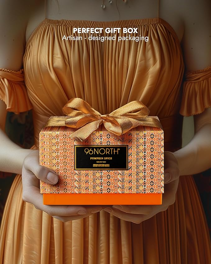 96NORTH Luxury Pumpkin Soy Candle | Large 3 Wick Jar Candle | Halloween & Fall Decor | Up to 40 Hours Burning | 100% Natural Soy Wax | Relaxing Aromatherapy Candle | Halloween Fall Candle Gift - Bloomnest