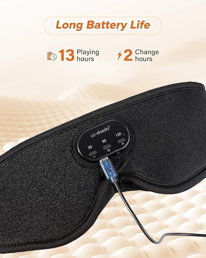 LC-dolida Sleep Headphones, White Noise Bluetooth Sleep Mask 3D Wireless Timing Eye Mask for Sleeping, Sleep Mask with Bluetooth Headphones for Side Sleepers Travel Yoga, Cool Gadgets for Men Women - Bloomnest