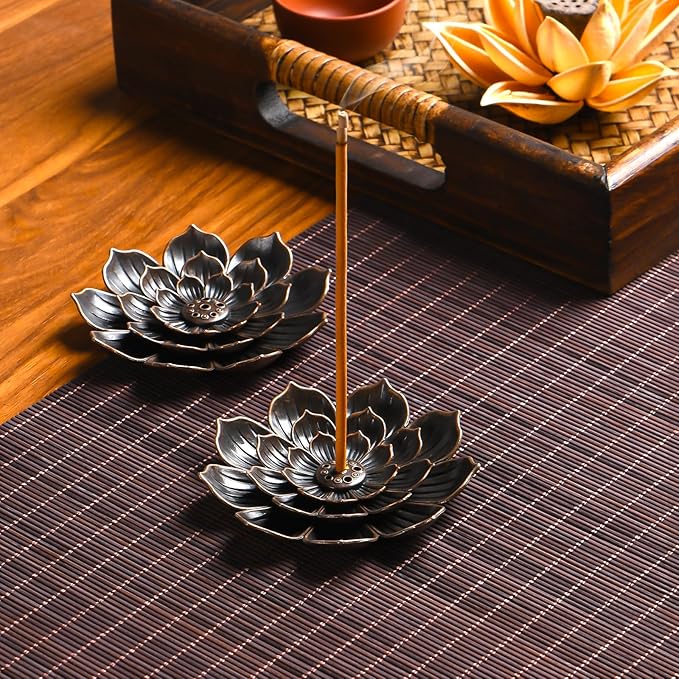 Incense Burner - Lotus Stick Incense Holder 6 Incense Holes with Detachable Ash Catcher 2Pcs - Bloomnest