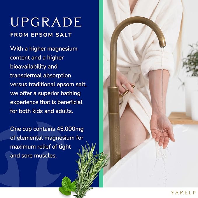 Yareli Magnesium Flakes, 5lb Rosemary Peppermint, Dead Sea Bath and Foot Soak, Alternative to Epsom Salt with Over 250,000mg of Magnesium Chloride Per Bag - Bloomnest