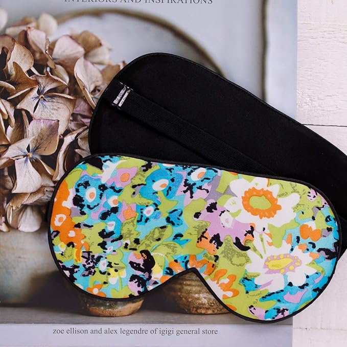 Maxfeel 100% Pure Silk Eye Mask - Sleep Eye Cover in Printed Colors (#17) - Bloomnest