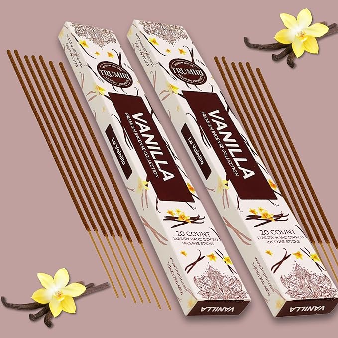 Vanilla Incense Sticks - Total 120 Insence-Sticks - 6 Packs of 20 Insense - Inciensos - Inscents - Natural Non Toxic Ingredients - Incents - Incence - Inscense - Insents TRUMIRI