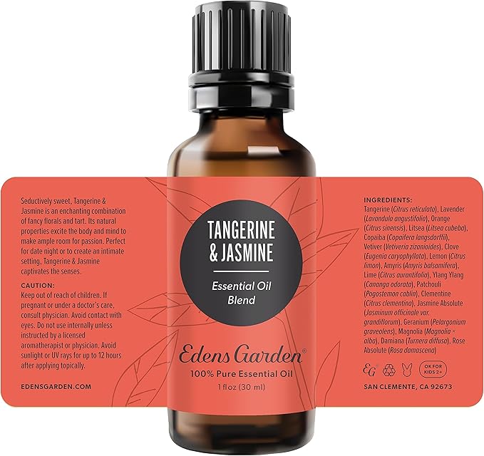 Edens Garden Tangerine Jasmine Essential Oil Blend- 100% Pure Premium Grade, Undiluted, Natural, Therapeutic, Aromatherapy, The Best for Candle, Laundry, Humidifiers 30 ml (1 fl oz) EdensGarden