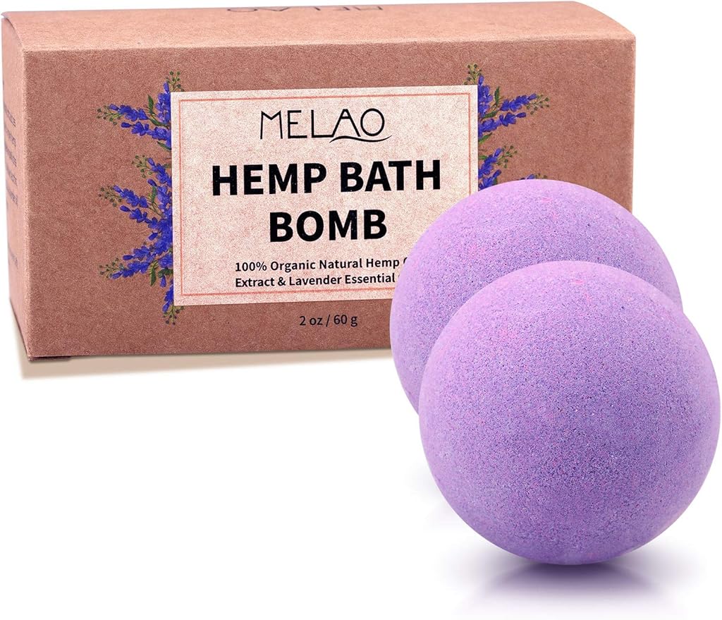 Bath Bombs,2 Pack Fizzy Spa Gift Natural Hemp Oil Extract and Lavender Essential Oils Bath for Moisturizing Dry Skin,Relaxing,Bubble Bath for Gifts Idea for Men Women - Bloomnest