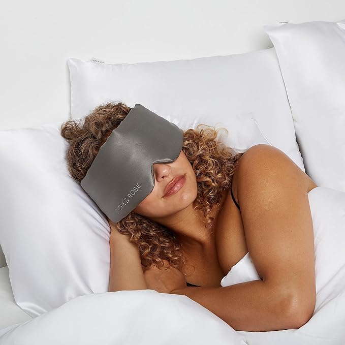 Dore & Rose Deep Sleep Mask Light Blocking, 23 Momme Mulberry Silk Eye Mask, Ultra Soft, Adjustable - Travel Sleeping Mask for Men & Women - Charcoal - Bloomnest