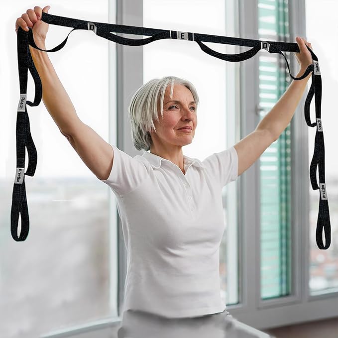 Stretching Strap Yoga Strap with 10 Loops, Non-Elastic Stretch Band for Physical Therapy, Flexibility, Exercise, Pilates, Dance & Gymnastics Workout - Bloomnest