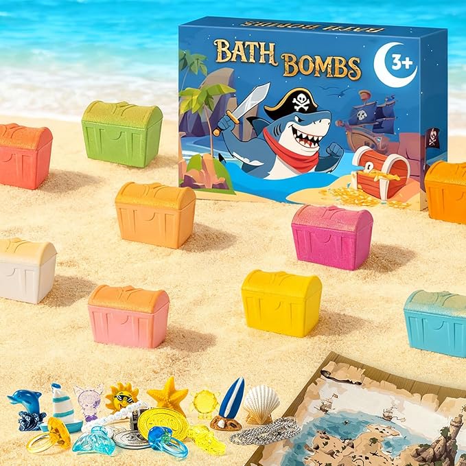 Bath Bombs for Kids with Surprise Inside, 9 Pack Kids Bath Bombs with Treasure Chest Toys Gift Set, Fizzy Bath Salt Balls, Perfect Birthday, Halloween, Or Holiday Gift for Boys and Girls - Bloomnest