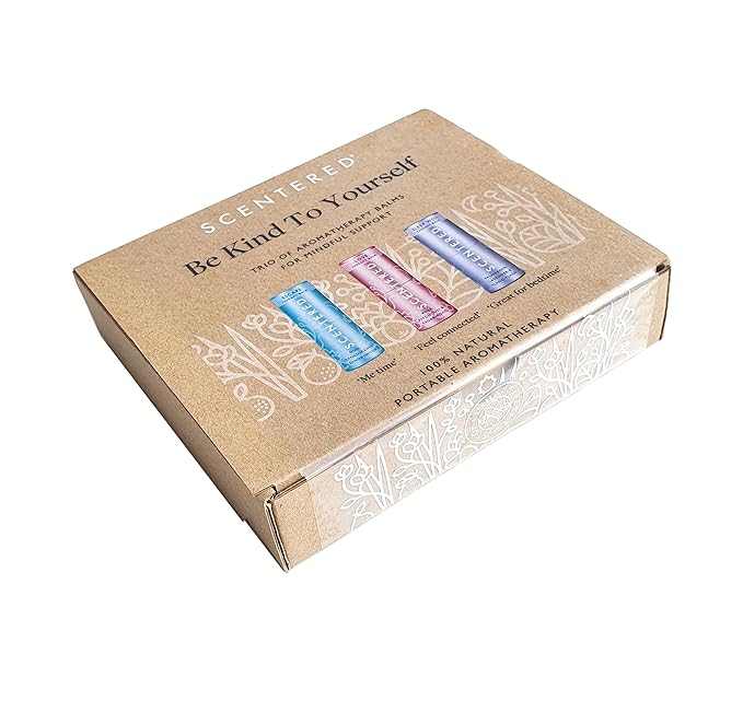 Scentered Aromatherapy Balm Gift Set - Be Kind to Yourself - Pack of 3 Balms: Sleep Well, Escape, Love - Lavender, Cedarwood, Ylang Ylang Essential Oils - Relaxing Gifts for Women - Bloomnest