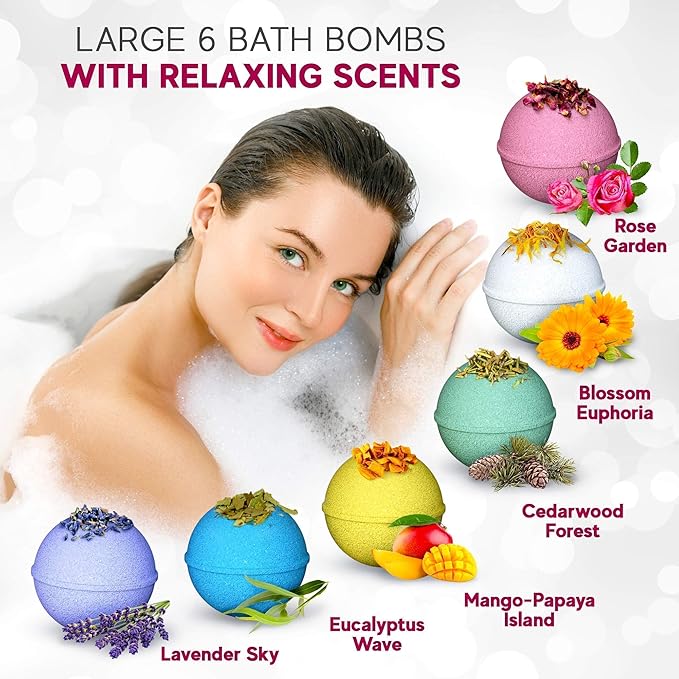 Handmade in USA Organic Bath Bombs Gift Set for Women All Natural with Epsom Salt Relaxation Dead Sea Salt Safe Bath Bombs Kit for Kids Her Mom Mother Grandma Girlfriend - Best Gifts Idea - Bloomnest
