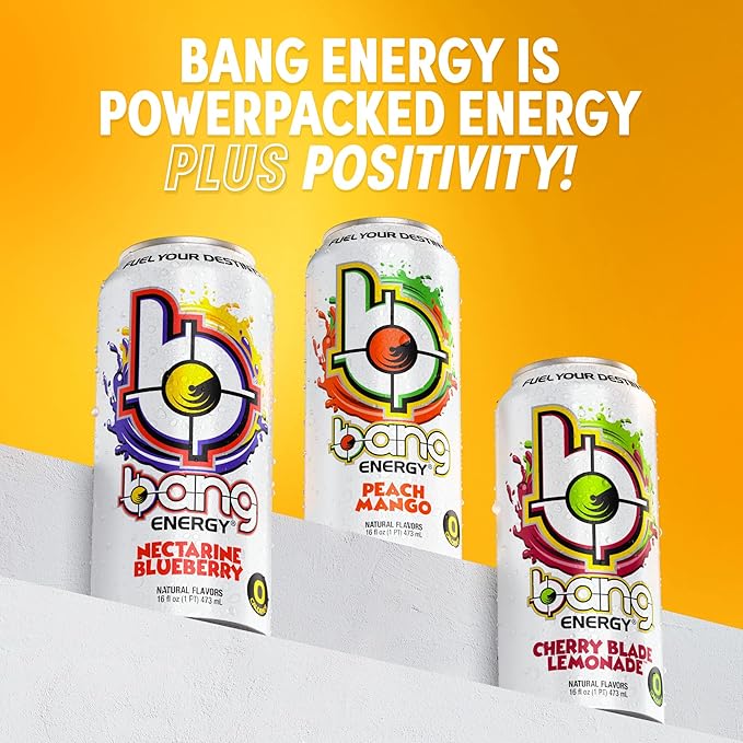 Bang Energy Peach Mango, Sugar-Free Energy Drink, 16-Ounce (Pack of 12) - Bloomnest