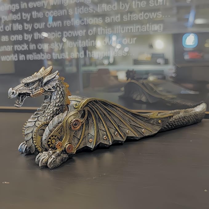 Mechanical Dragon Incense Holder Incense Burner Stick Incense Burner Steampunk Dragon Mystical Sculpture Gothic Decor for Man Cave - Bloomnest