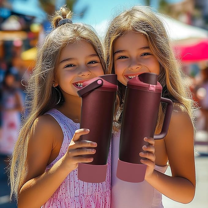 Mity rain 2PCS Protective Silicone Boots for Owala 30oz & 40oz FreeSip Sway Bottles & Tumblers - Accessories for owala, Enhances Stability & Prevents Scratches(Black Cherry) Mityrain