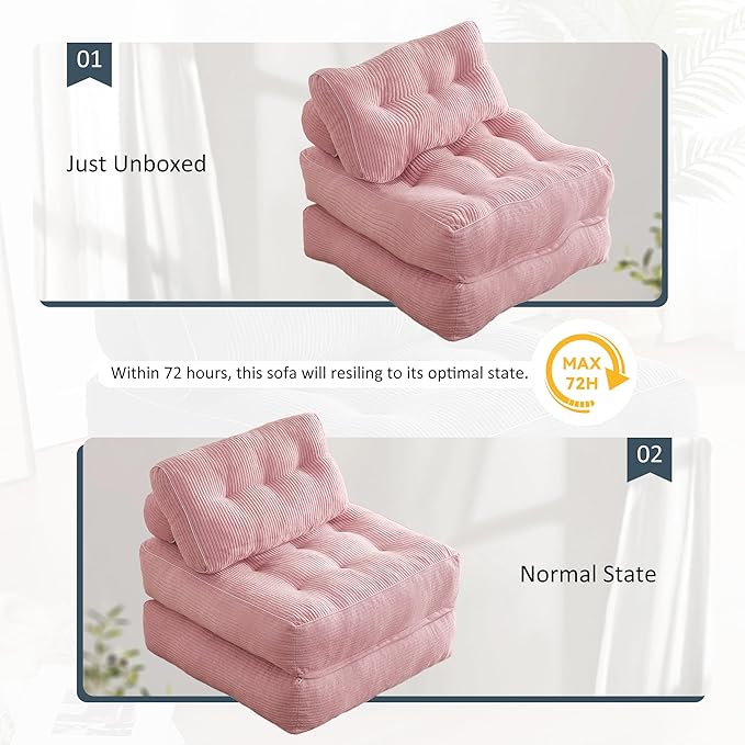 35.4x33.5 Inch Floor Pillow, Large Round Floor Cushion with Removable Washable Cover - Ultra Soft Plush Filling for Adults, Kids, Lounge, Bedroom, Reading Nook, Meditation, Corduroy, Pink - Bloomnest