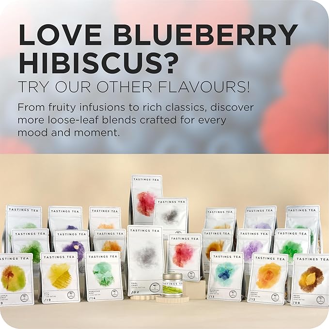 Tastings Tea Blueberry Hibiscus Loose Leaf Pouch 2.75 oz | Chinese Green Tea & Licorice Root with Elderberry, Spearmint & Natural Flavors | Light Caffeine | Tart & Fruity | Sustainably Sourced - Bloomnest