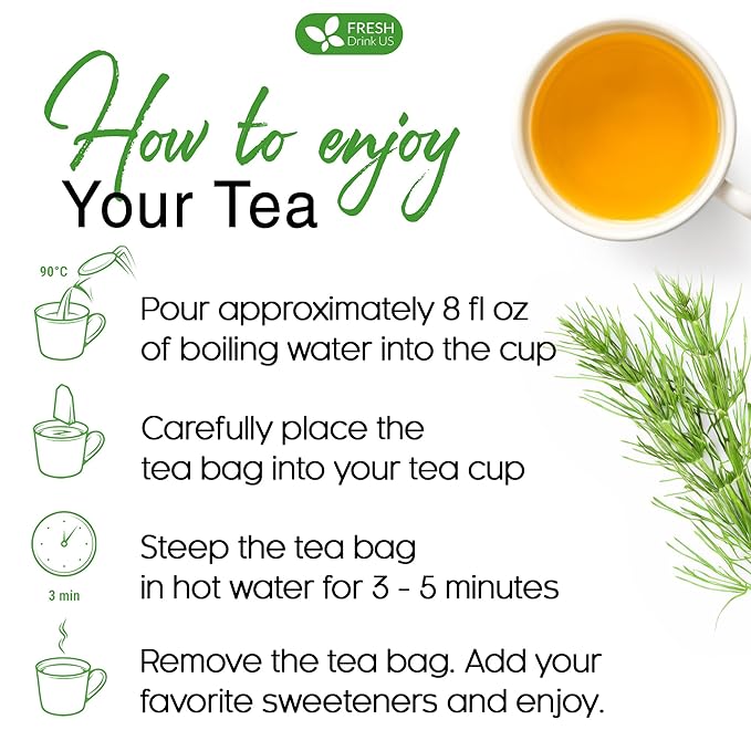 FreshDrinkUS, Premium 30 Horsetail Leaf Tea Bags, 100% Natural & Pure from Horsetail Loose Leaves Herbal Tea. Made with Natural Material Tea Bags. No Sugar, No Caffeine, No Gluten, Vegan. - Bloomnest