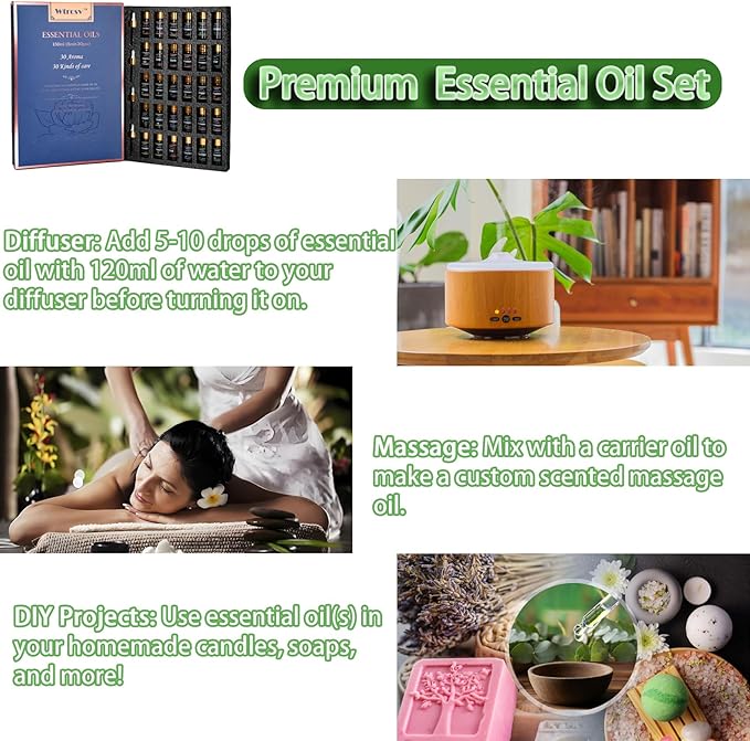 Essential Oils Set-Essential Oils-Perfect for Diffuser, Humidifier,Aromatherapy, Massage,Soap Making,Skin & Hair Care,30x5 ml - Bloomnest