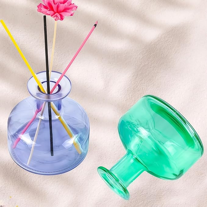 Red Empty Glass Reed Diffuser Bottles,300ml Refillable Diffuser Bottle for Essential Oils,Aromatherapy Container for DIY Replacement Diffuser,Fragrance Decoration,Crafts Decor,Small Flower Vase