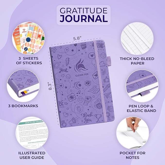 Clever Fox Gratitude Journal β Happiness, Positivity & Affirmation Daily Journal β Inspirational Daily Notebook β 3 Months, A5 (Lavender) - Bloomnest