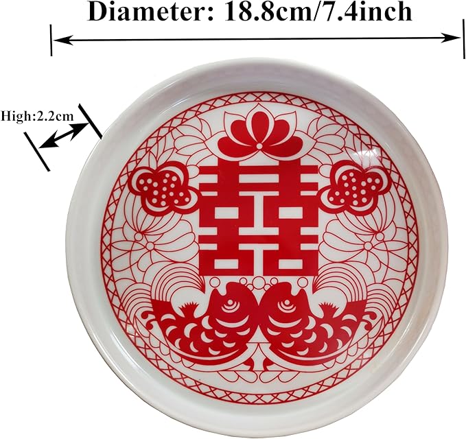 Chinese Tea Gift Set Service Porcelain Tea Pot 4 Cups tray for Adults Men Women Tea Ceremony Wedding Party Home Decor (Double Happiness S) - Bloomnest
