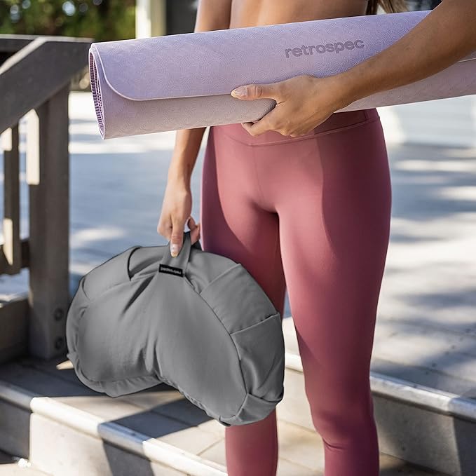 Retrospec Sedona Zafu Meditation Cushion with Buckwheat Hull Fill - Adjustable Yoga & Pilates Equipment Support - 17in Crescent Cotton Cover - Bloomnest