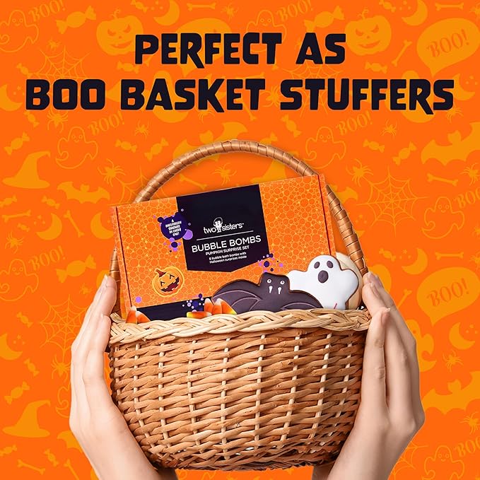 Halloween Bath Bombs for Kids with Surprise Halloween Toys Inside (6 Pack) - Large Pumpkin Bath Bombs for Kids, Boys, Girls & Teens – Spooky Boo Basket Stuffers for Kids - Made in USA by Two Sisters - Bloomnest