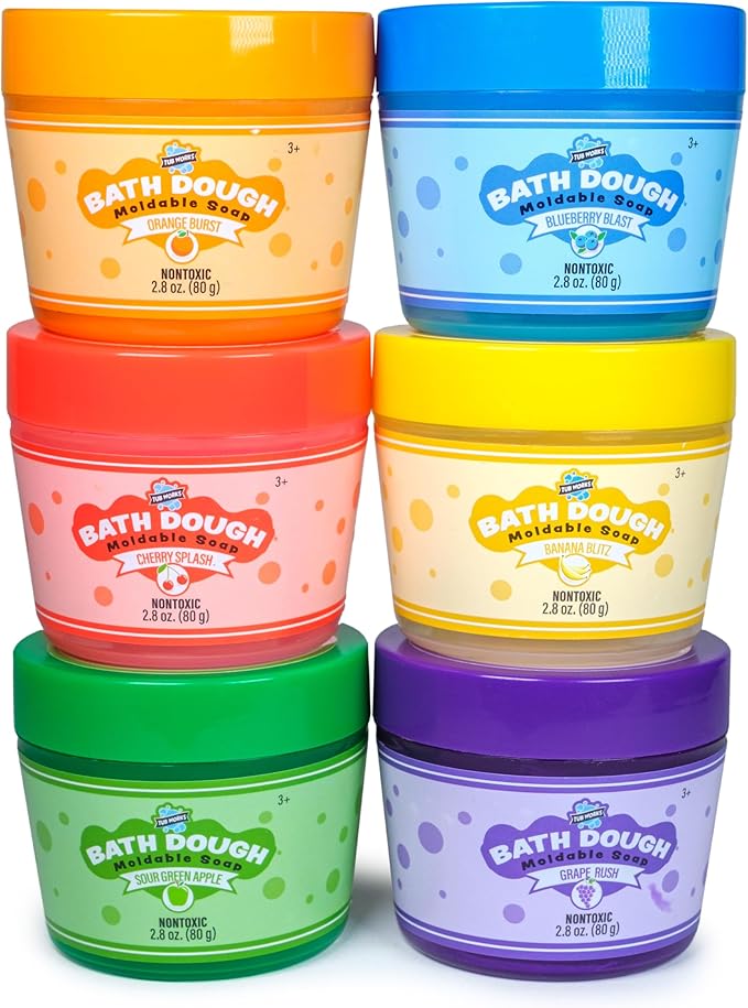 Tub Works® Bath Dough™ Moldable Kids Soap Bath Toy, Variety 6 Pack | Shape, Mold & Create Tub Art with Soapy Dough | Soft & Moldable Kids Bath Soap for Shaping | Sensory Toddler Bathtub Toys - Bloomnest