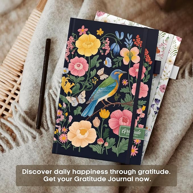 Gratitude Journal for Women – Undated Daily Mindfulness & Manifestation Journal with Prompts for Cultivate Affirmations, Positivity, Self-Care & Happiness - Flower Bird - Bloomnest