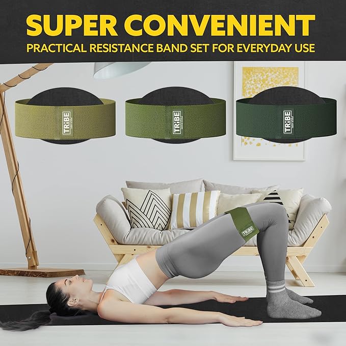 Tribe Lifting Fabric Resistance Bands for Legs - Workout Bands Resistance Bands for Men and Women - Booty Bands for Working Out - Exercise Bands Resistance Bands Set - Elastic Bands for Exercise - Bloomnest