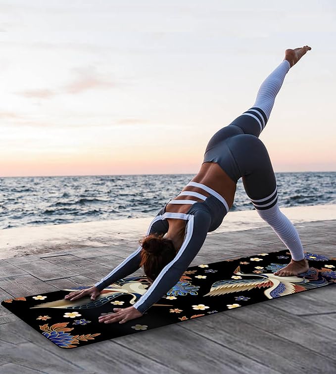 Non Slip Yoga Mat TPE Workout Mat for Men Women, Thick Workout Mat with Carrying Strap, Fitness Mats for Exercise, Yoga, Fitness, Pilates, Floor Workouts (72" x 24" x 6mm) - Bloomnest