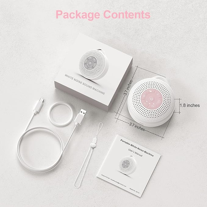 White Noise Machine, Portable Sound Machine with 2000mAh Battery, 21 Soothing Sound Machine for Baby Kids Adults Sleeping, Sound Therapy Sleep Aid with Timer and Child Lock for Home Travel Nursery - Bloomnest