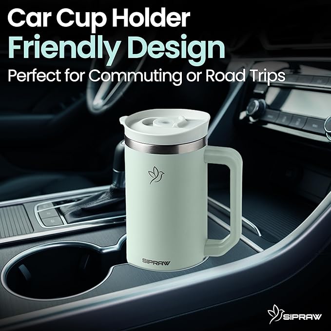 Tumbler with Handle, Insulated Tumbler with Lid and Straw, Stainless Steel Travel Coffee Mug, Cup Holder Friendly, Perfect for Camping, Travelling & Gifting, 40oz, Pastel green - Bloomnest