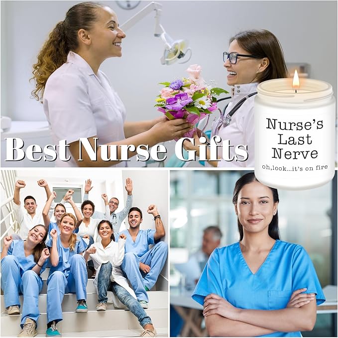Homsolver Nurse Gifts for Women, Unique Birthday Christmas Graduation Thanksgiving Nurse Day Gift for Head Nurses, Nurse's Last Nerve Scented Candles - Bloomnest
