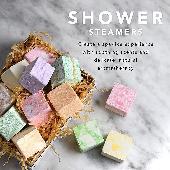 Aromatherapy Shower Steamers, Variety Pack of 12 Shower Bombs, Natural Scented Marble Shower Tablets, Birthday, Relaxing Gift Ideas for Women & Men, Essential Oil Bath Bomb Eucalyptus More - Bloomnest