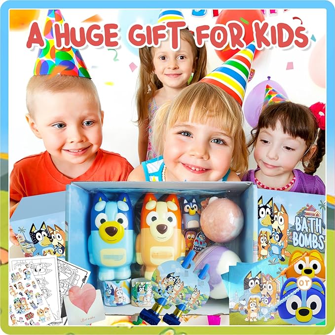Birthday Gifts Set for Kids: Bath Bombs with Surprise Toy Inside, Bath Slime, Fidget Squishy Toys, Pop Fidget Toys, Silicone Coin Purse, Slap Bracelets, Pencil Sharpener, Relaxing Gift Set for Kids - Bloomnest