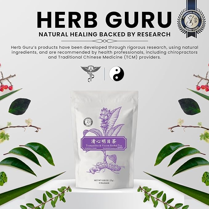 Tranquility & Vision Herbal Tea Blend with Dried Jujube Fruit, Goji Berry, Chrysanthemum Flower & Nelumbo Nucifera Seed | Relaxing Tea Bags | Premium Herbal Teabags & Gentle Sleepytime Teabags - Bloomnest