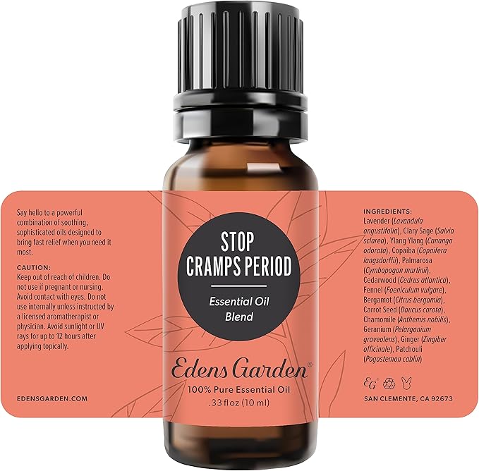 Edens Garden Stop Cramps Period Essential Oil Blend- 100% Pure Premium Grade, Undiluted, Natural, Therapeutic, Aromatherapy, The Best for Diffusing, Skin, Humidifiers, Hair 10 ml (.33 fl oz) - Bloomnest