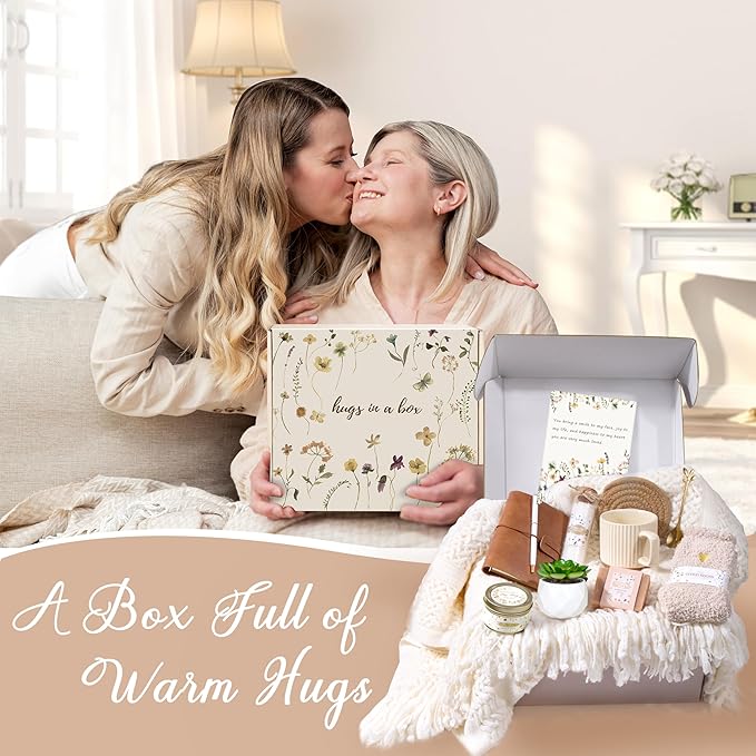 Birthday Gifts for Women, Get Well Soon Self Care Package Box, Sending Hug Baskets Thinking of You Inspirational Gift for New Mom Best Friend Birthday (Ivory) - Bloomnest