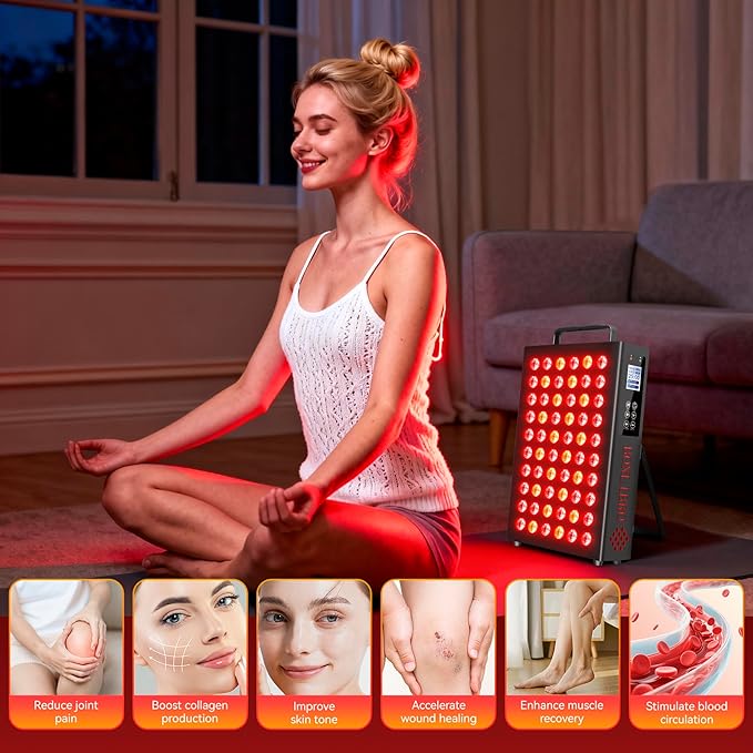 Red Light Therapy for Face and Body, Infrared Light Therapy with Timer & Remote Control, Quad Wave 660nm 850nm 630nm 940nm Near Infrared Light Therapy Panel Portable Dual Chip LED Device for Body BONLIBRO